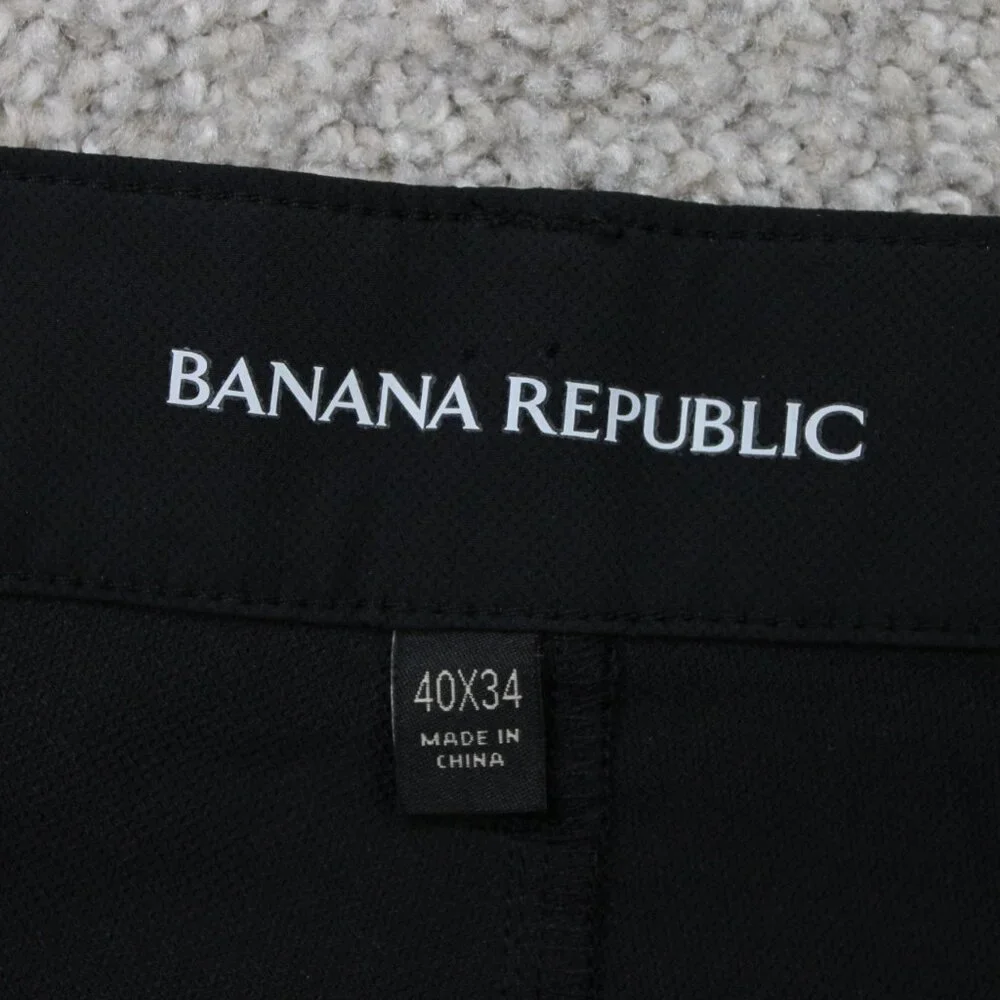 Banana Republic Pants NWT Mens 40x34 Black‎ Flat Front Straight Leg Polyester